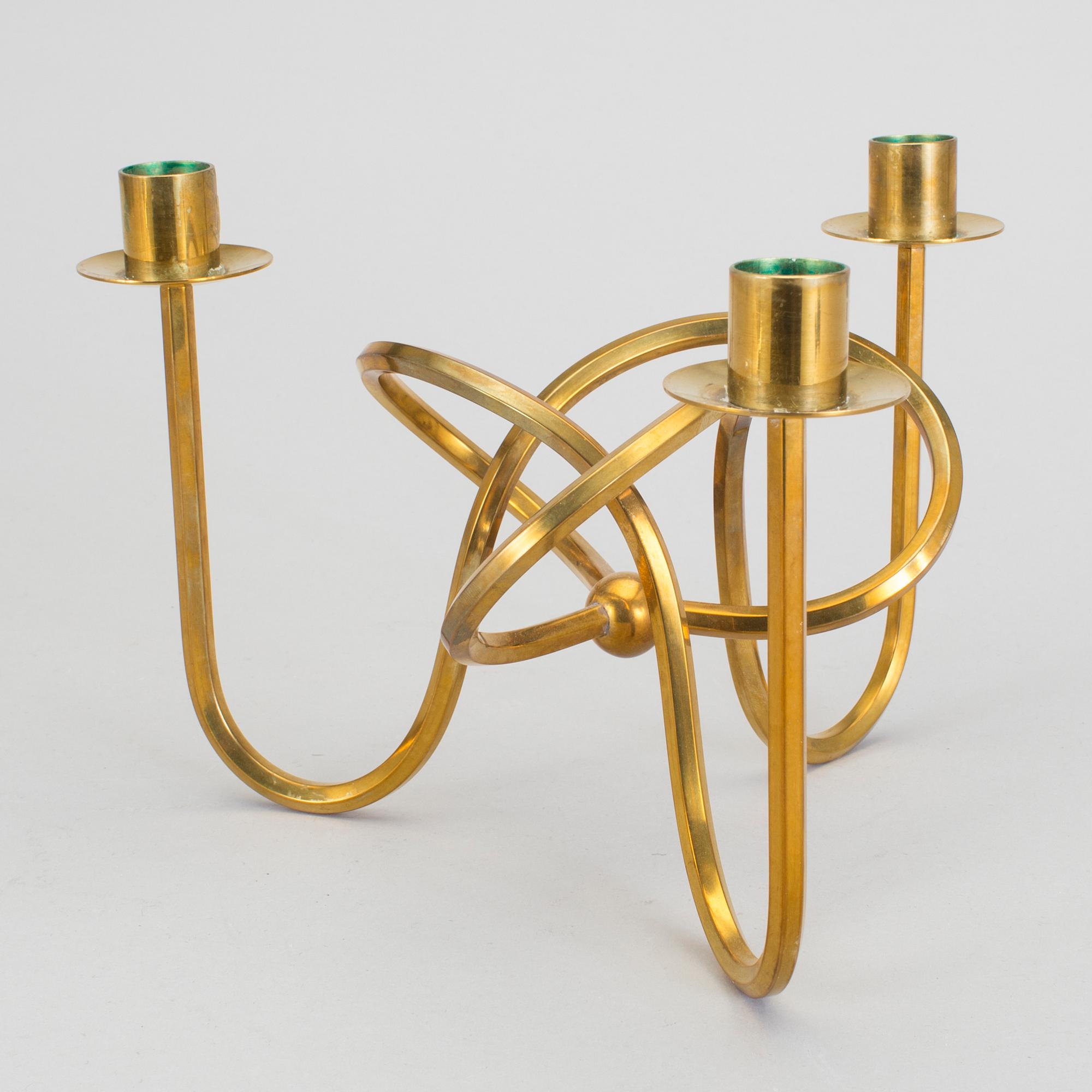 JOSEF FRANK, ljusstake, mässing, "Knuten", Firma Svenskt Tenn.