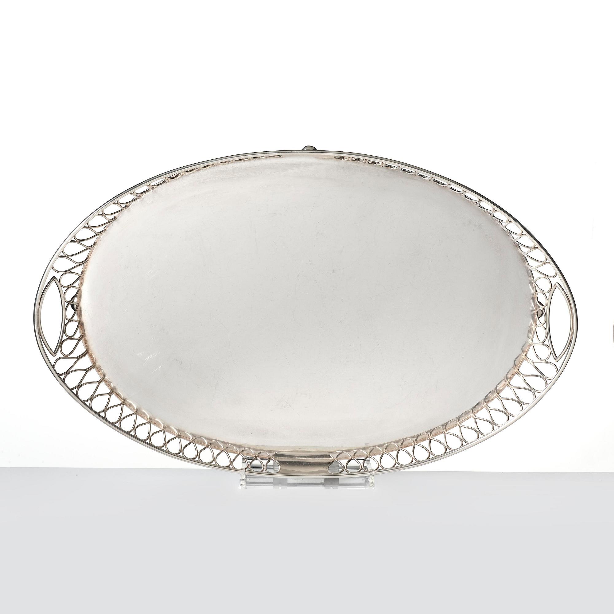 A silver plated tray, mark of company A.G. Dufva, Stockholm, Sweden 20th century.