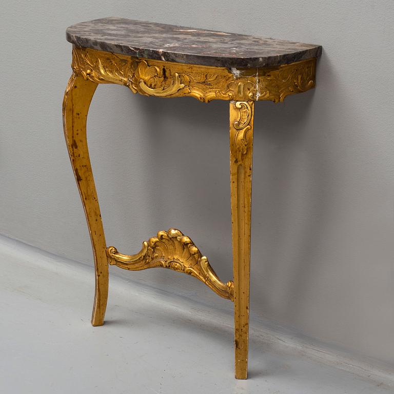 Mirror and console table, Rococo-style, 20th century.