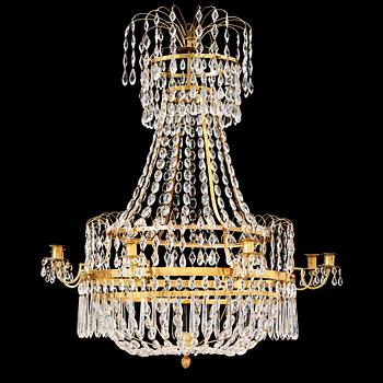 114. A late Gustavian circa 1800 nine-light chandelier.