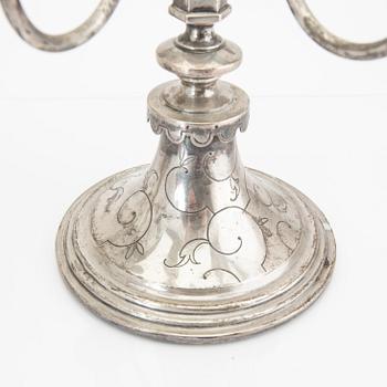 A Swedish 20th century pair of silver candelabras mark of CG Hallberg Stockholm 1928 possibly Elis Bergh.