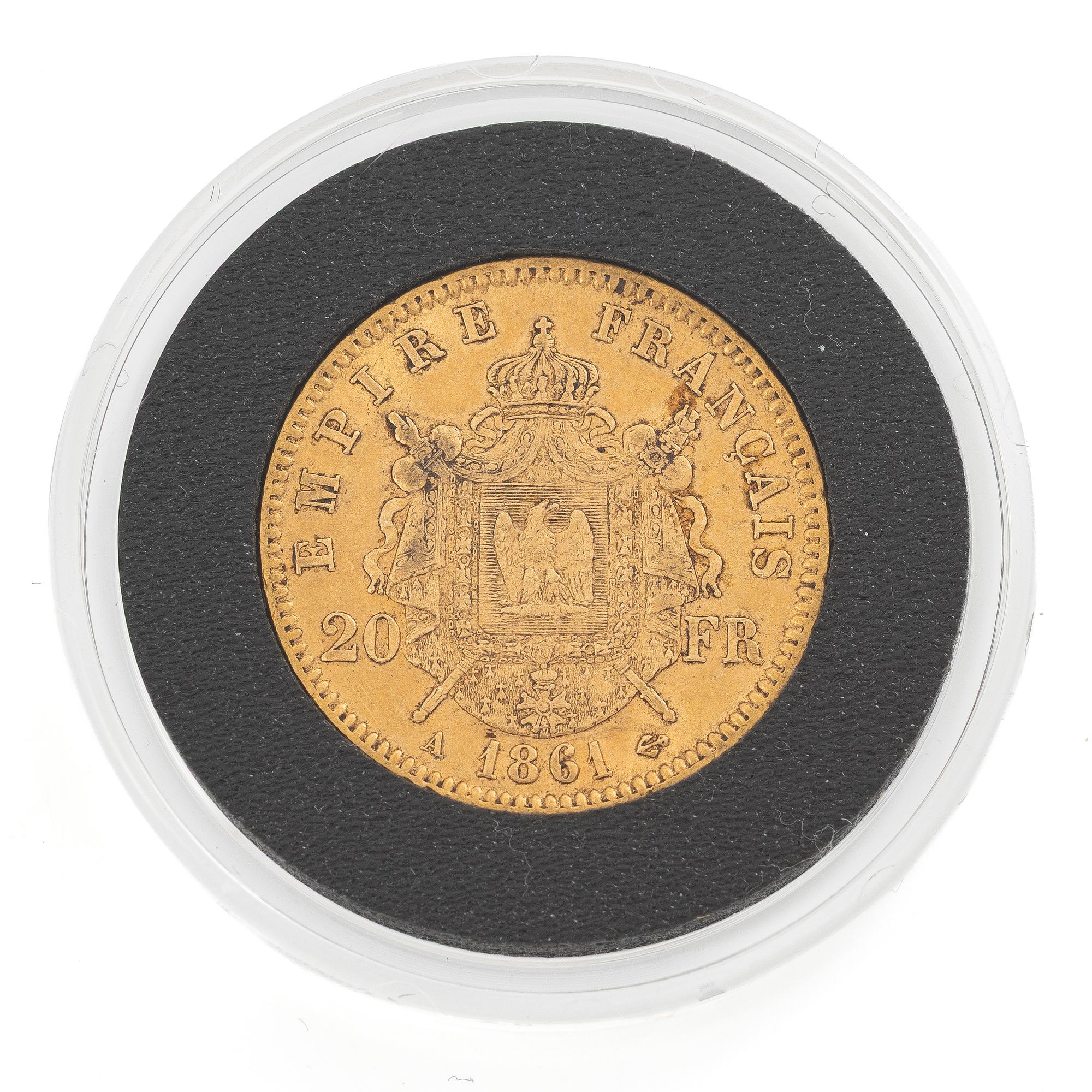 Gyldmynt, Frankrike, Napoleon III, 20 francs, 1861.