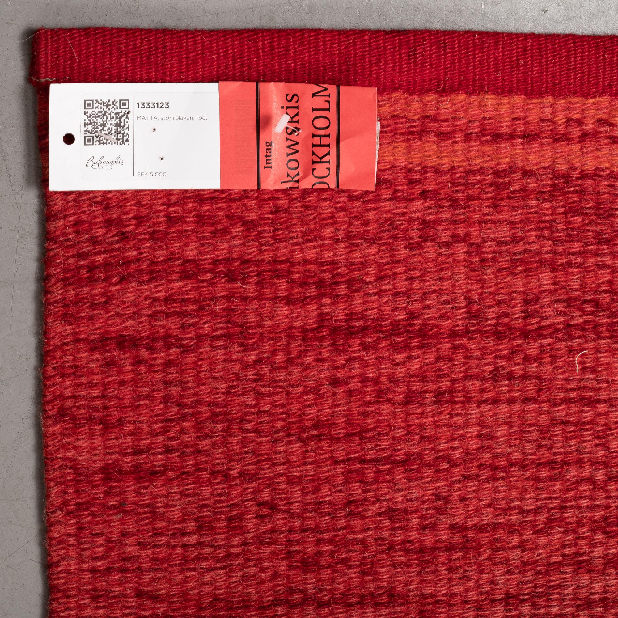 A carpet, flat weave, ca 353 x 230,5 cm, Sweden second half of the 20th century to around 2000.