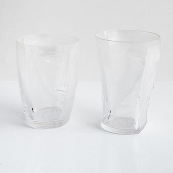 A set of five glass objects including Mats Jonasson for Målerås, Sweden.