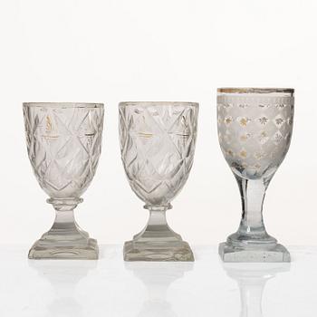18 wine glasses, 19th century.