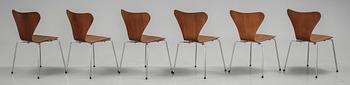 STOLAR, "Sjuan", 6 st, Arne Jacobsen, Fritz Hansen, 1960-tal.