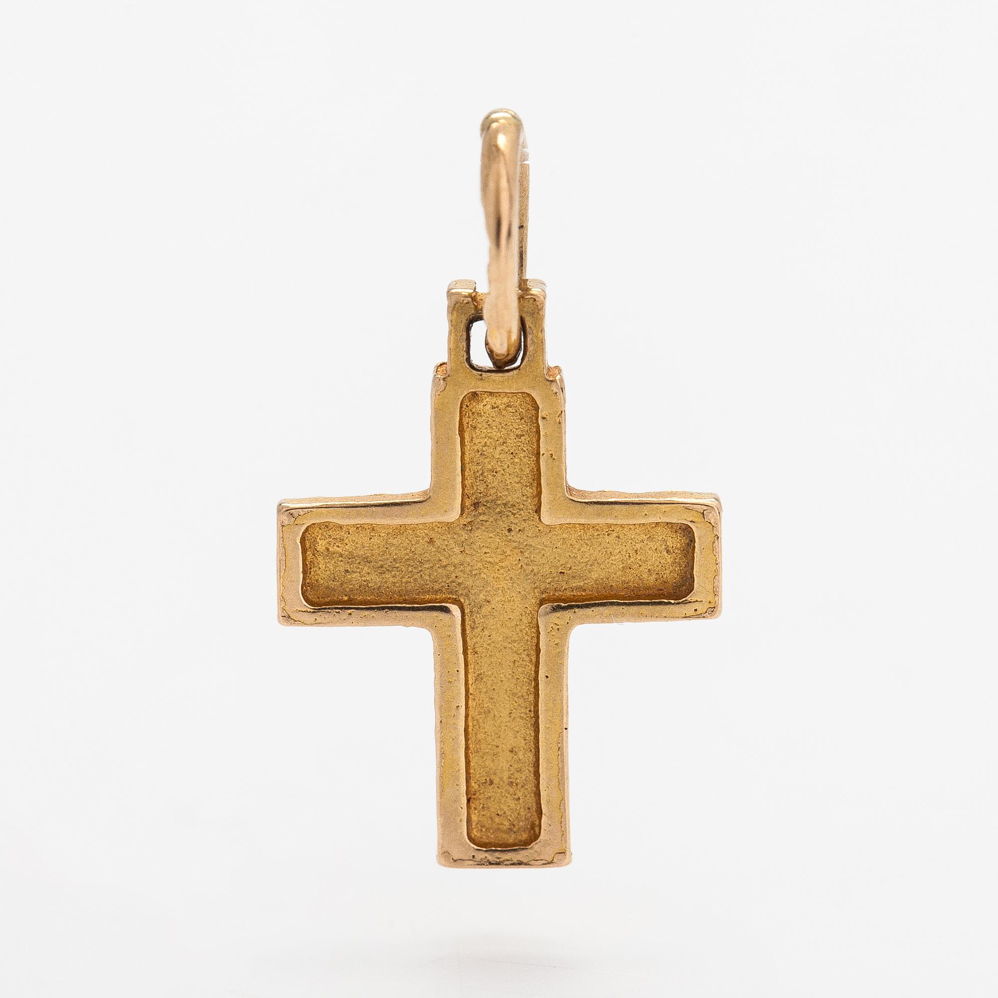 Björn Weckström,  A 14K gold pendant 'Small cross'. Lapponia 1980.