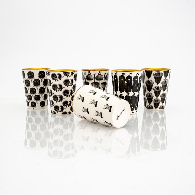 Åsa Lindström,  a set of nine different porcelain cups 21st century Rörstrand.