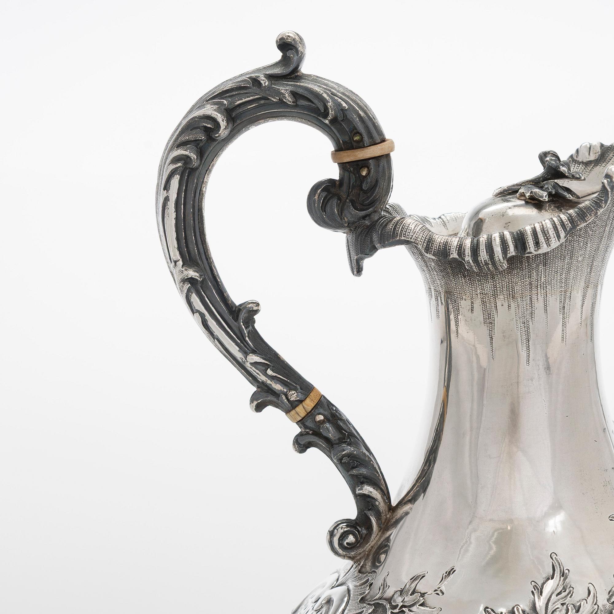 A sterling silver ewer, maker's mark of Robert W Smith, Dublin 1843.