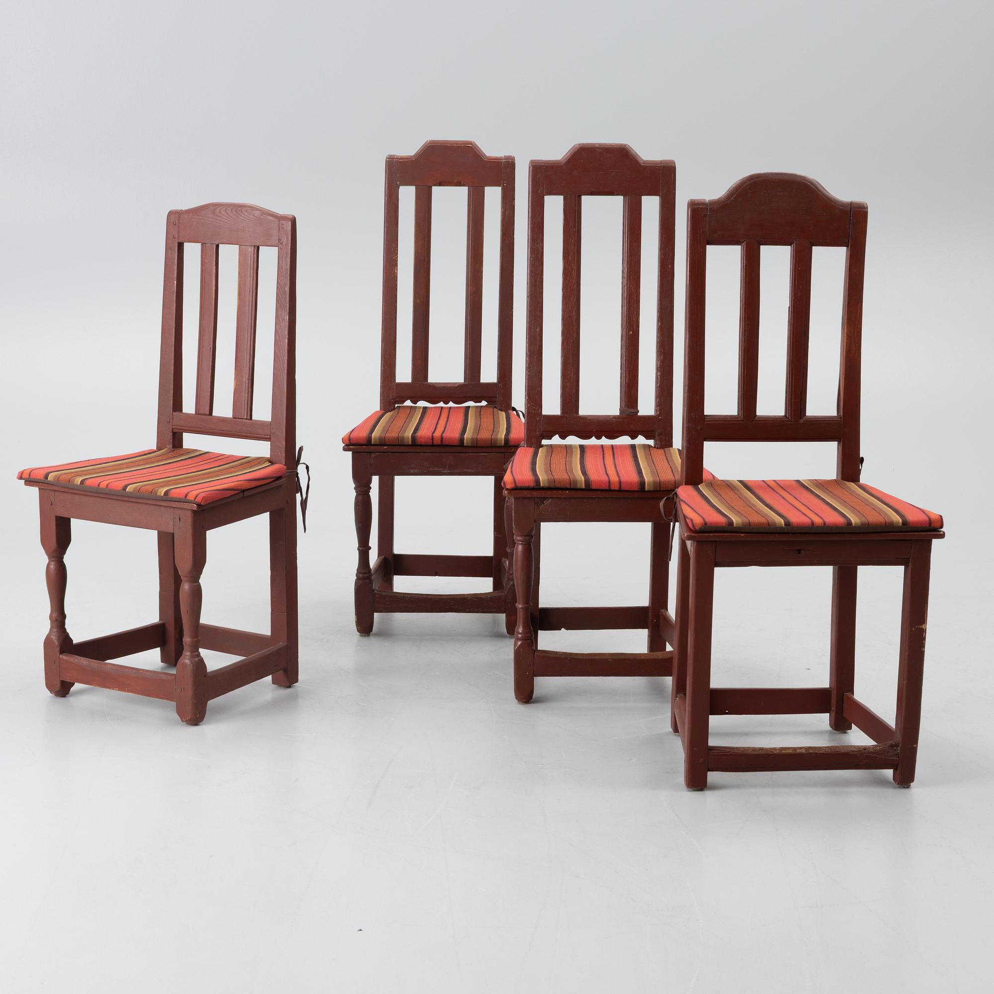 Four chairs, Sweden, 19th century.