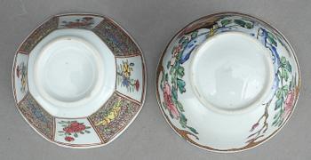 KOPPAR MED FAT, 2+2 st, porslin, Kina, 1700-tal.