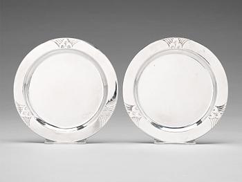 167. Gundorph Albertus, a pair of sterling Cactus coasters, Georg Jensen, Copenhagen 1933-44, design nr 572 C.