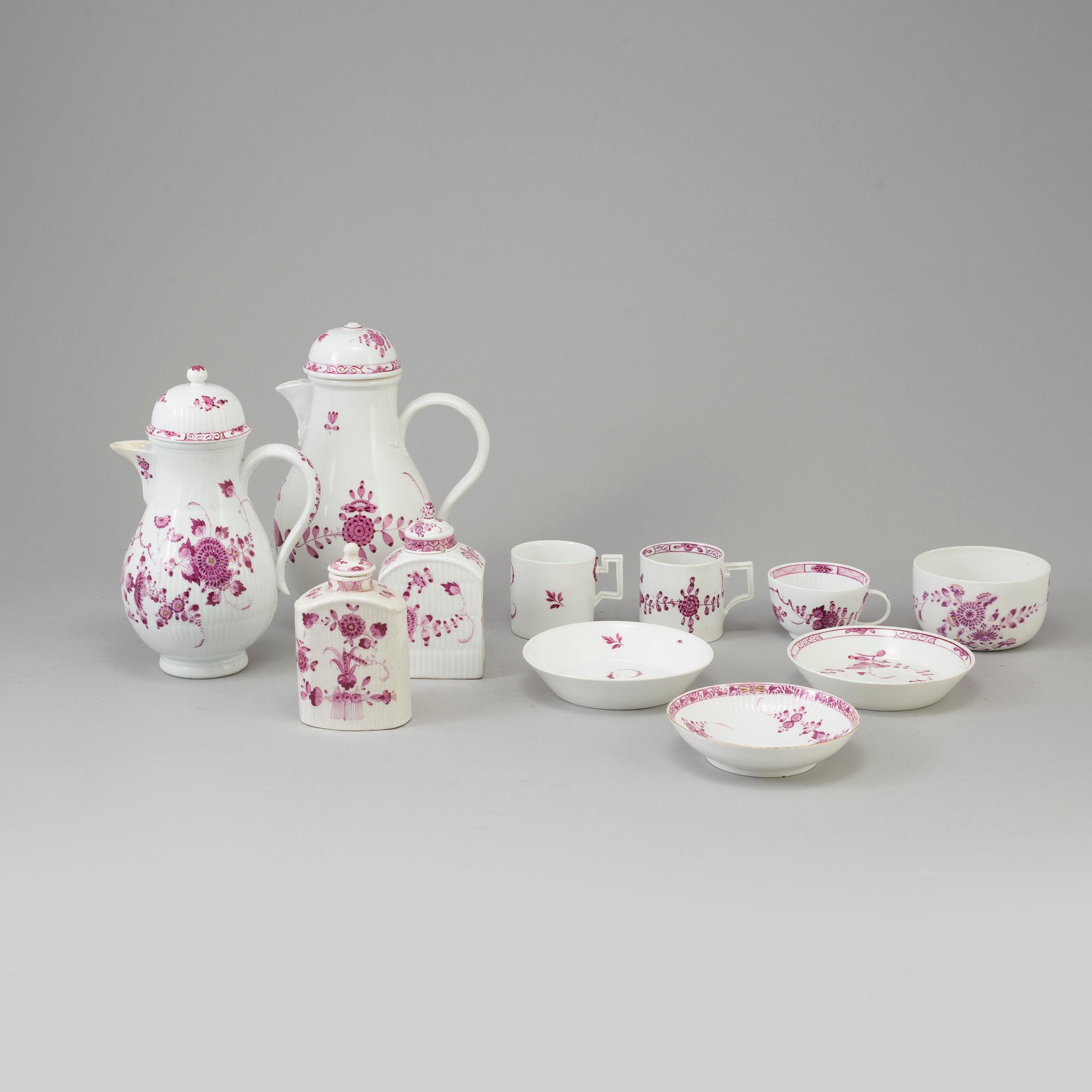 TE/KAFFESERVIS, 18 delar, porslin, Meissen.