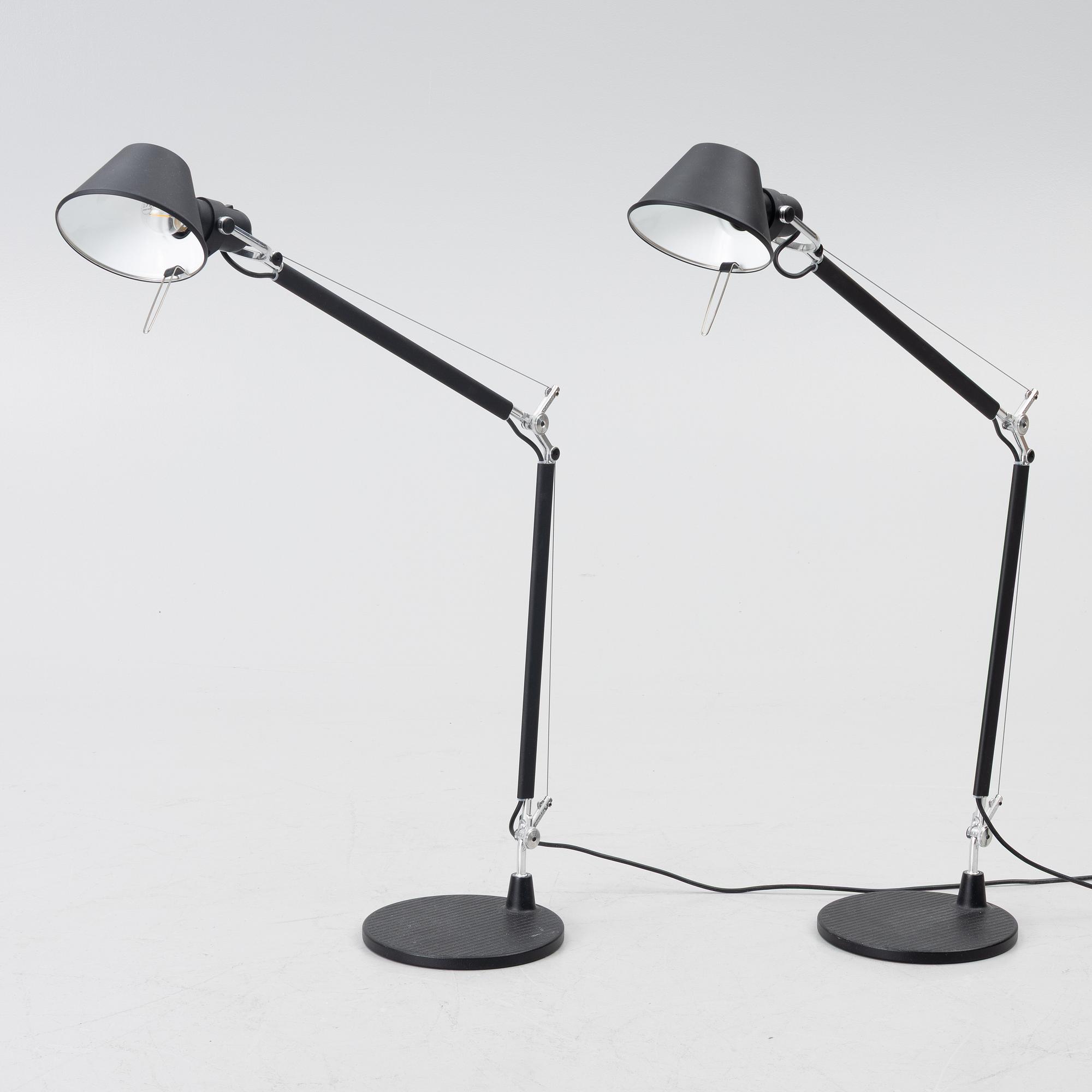 Michele De Lucchi & Giancarlo Fassina, a pair of 'Tolomeo' desk top lamps, Artemide, Italy.