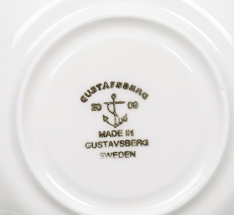 TEKOPPAR med FAT, 6 st. Benporslin, "Adam", Stig Lindberg, Gustavsberg, 2000-tal.