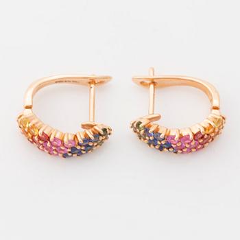 Multi coloured sapphire earrings.
