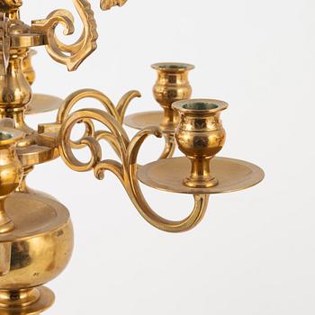 A pair of brass candelabra, Gusums Bruk, first half of the 20th Century.