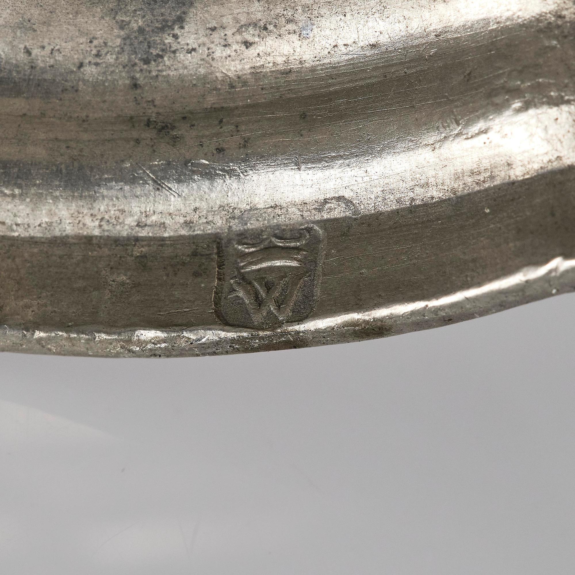 A pair of rococo pewter candlesticks, mark of Johan Bruhn, Västervik 1782.