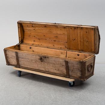 A pine chest, 18th Century.