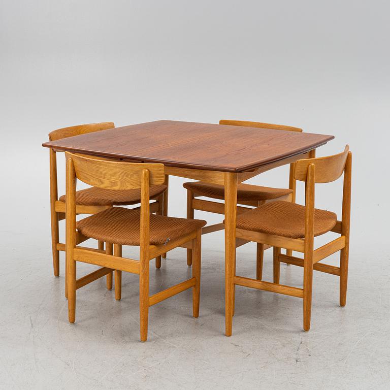 Børge Mogensen, a set of four 'Öresund' chairs, Bra Bohag, Karl Andersson & Söner and a dining table, 1960's.