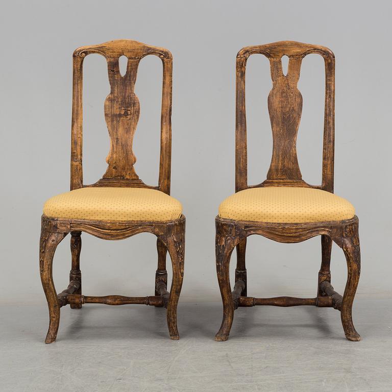 2 matched Swedish Rococo 18th century chairs.