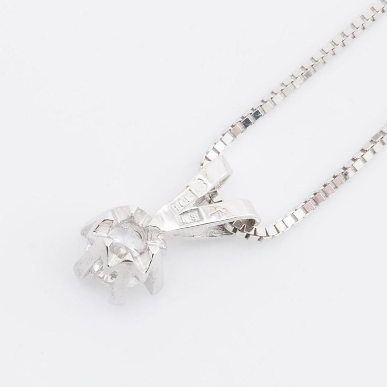 DIAMOND PENDANT w CHAIN 18K whitegold 1 brilliant-cut diamond approx 0,20 ct.