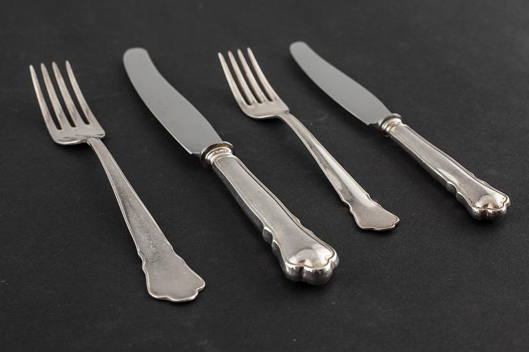 A mid 20th century silver tablewear set of 48 pc, "Chippendale" by GAB.