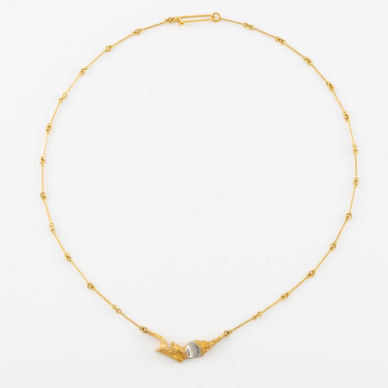 Björn Weckström, necklace 14K gold and platinum, for Lapponia Finland 1988.