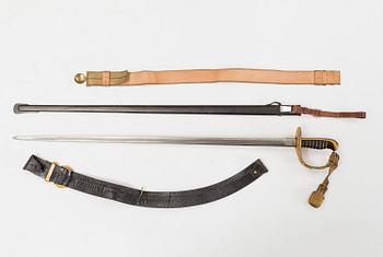 A Swedish cavalry officer's sabre 1893 pattern with scabbard.