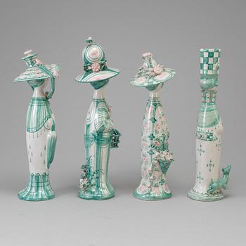 BJÖRN WIINBLAD, four figures, pottery, Denmark, dated -83.