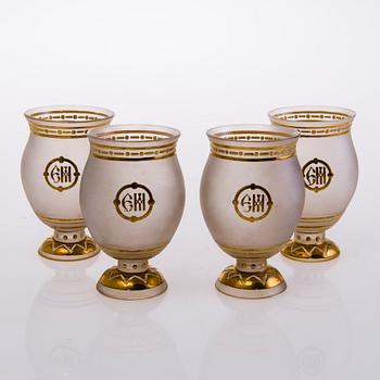 FOUR RUSSIAN GLASSES, Alexander III, second half of the 19th century.