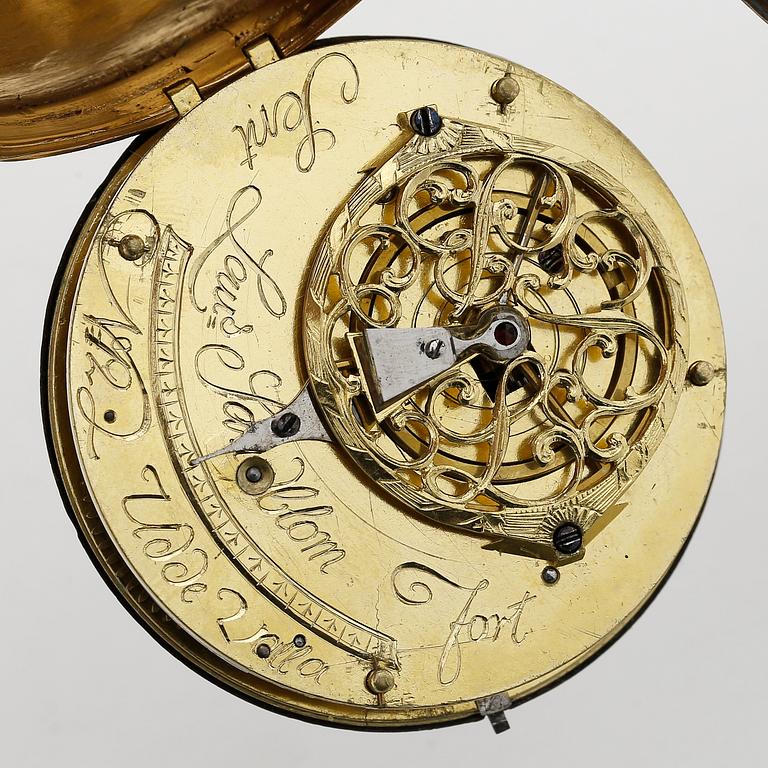 HERRFICKUR, förgyllt silver, Lars Sandblom, Uddevalla sannolikt 1790. Vikt ca 134 gram.
