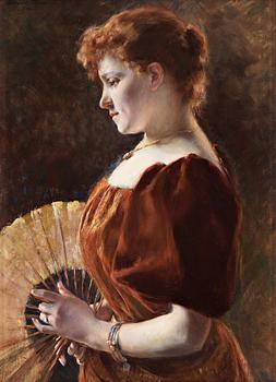 Hildegard Thorell, Young woman with fan.