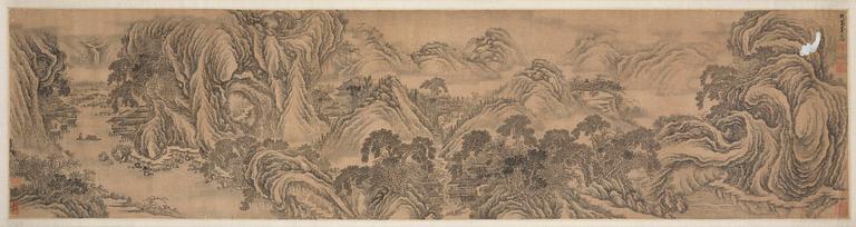 A Chinese scroll painting, attributed to Liu Du (17th century).