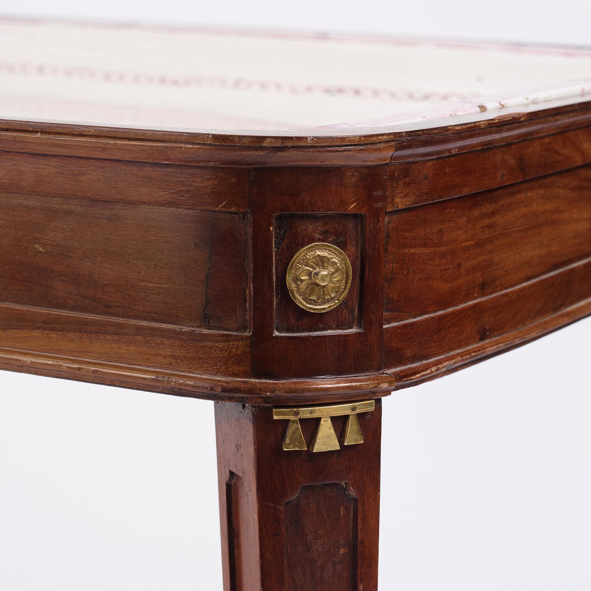 A Swedish Gustavian faience tea table, late 18th century.