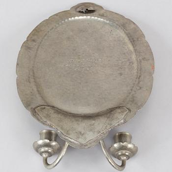 A pair of pewter wall sconces, K Wiholm, Stockholm 1925.