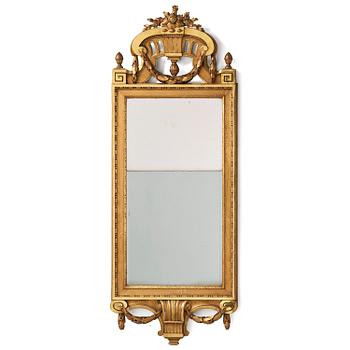 116. A Gustavian giltwood mirror, Stockholm, late 18th century.