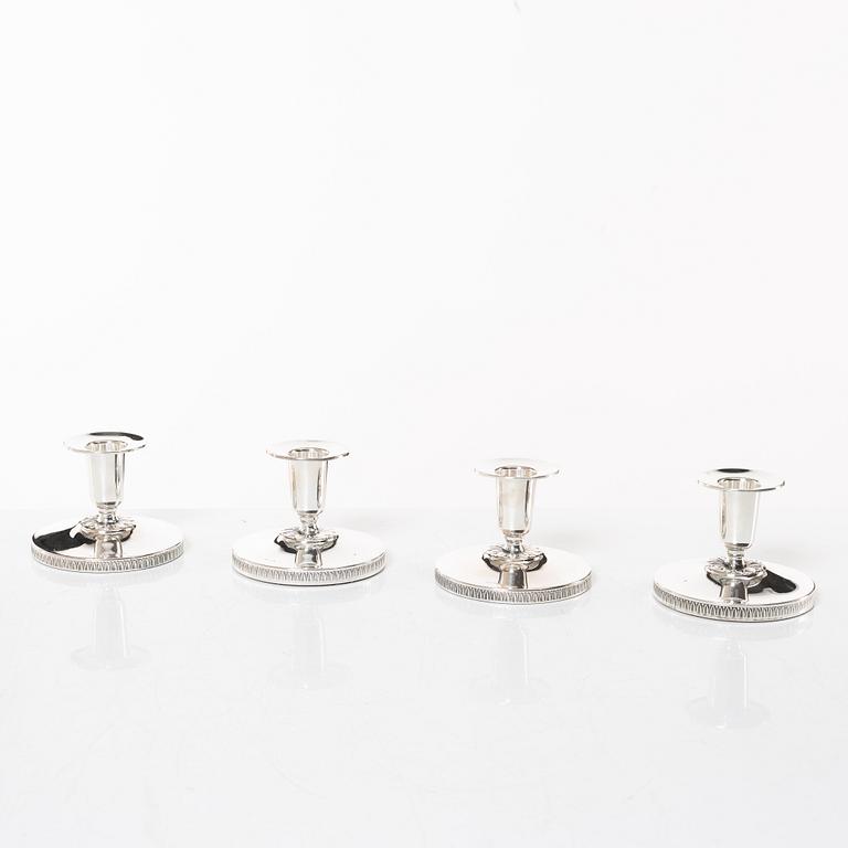 Ljusstakar, 4 st, silver, K&EC, Göteborg 1958-62.