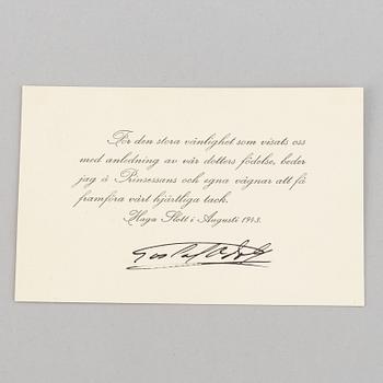 A swedish silver beaker with mark of GAB 1909 and a swedish royal letter from 1943.