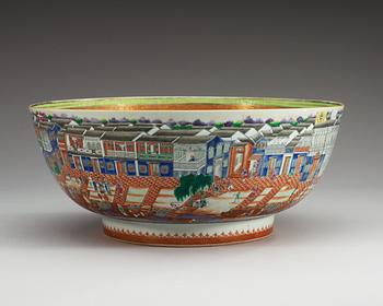 A massive Chinese Export 'Hong' punch bowl, Qing dynasty, Qianlong (1736-95).