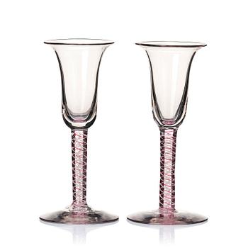 324. A pair of English lattichino ale glasses, 18th Century.