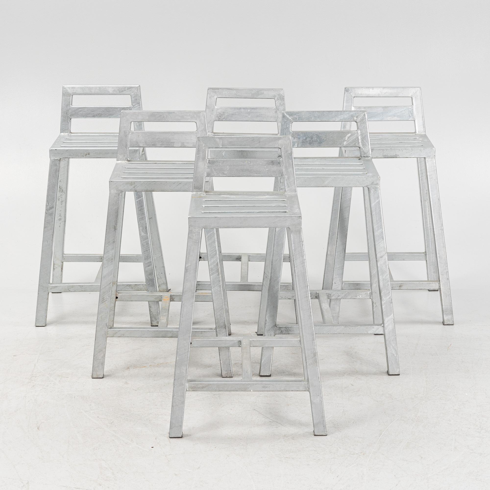 6 galvanized barstools by A2 living.