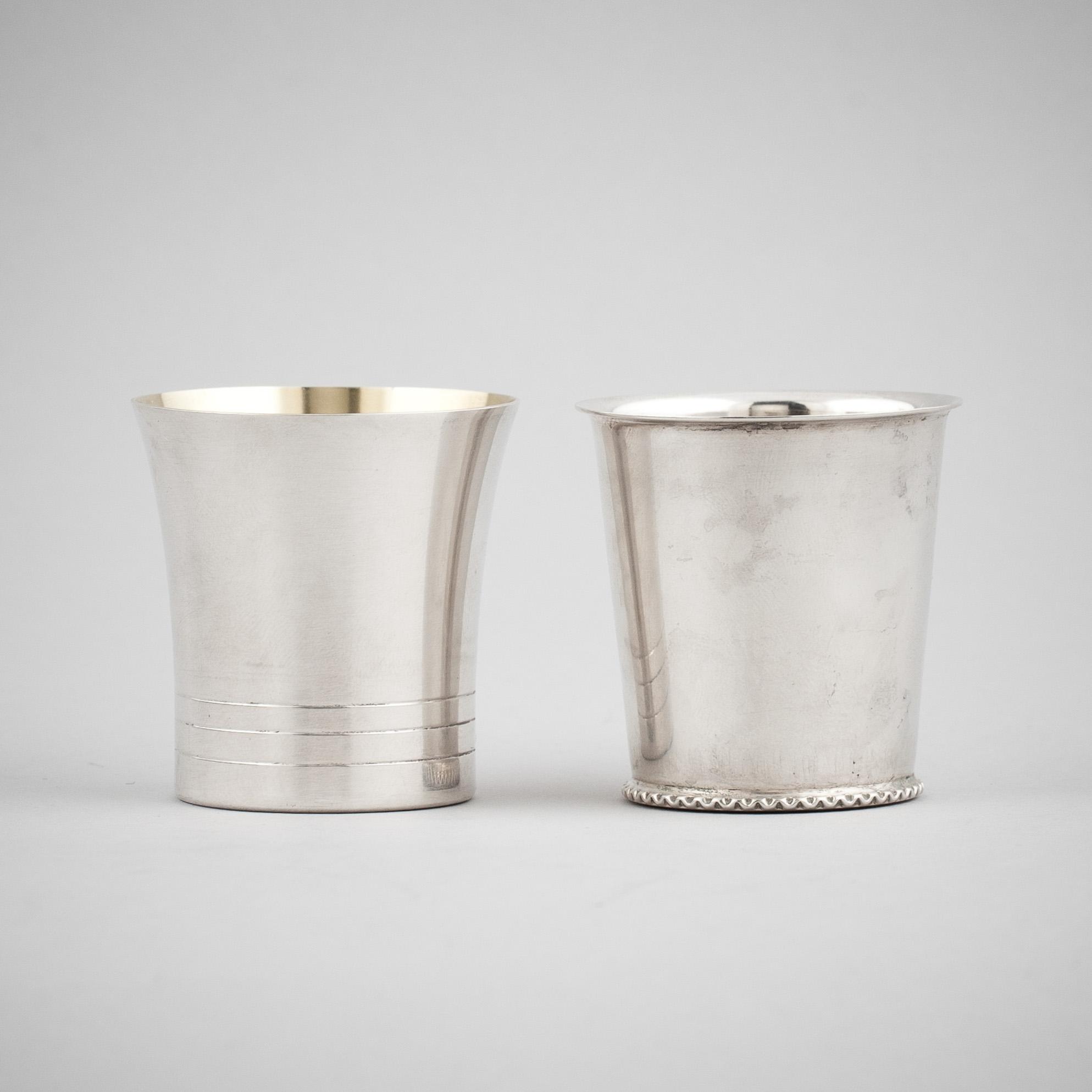 PUNCHBÄGARE, silver, 6+6 st. GAB resp ABG. 1950-tal. Tot vikt ca 330 g.