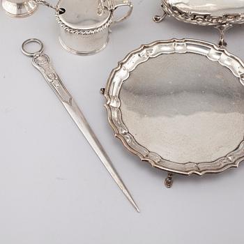 A set of 19th and 20th century silver serving ware, mostly England.