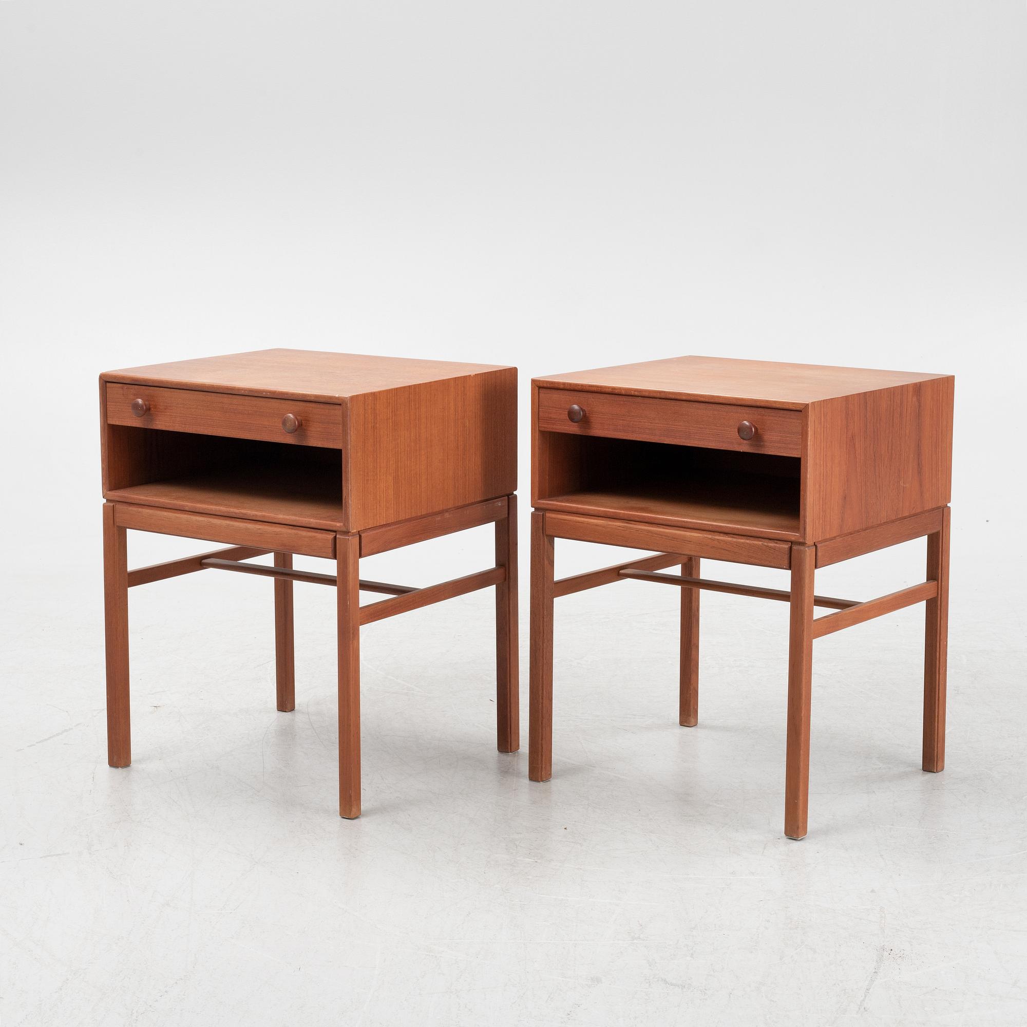 Sven Engström & Gunnar Myrstrand, a pair of 'Casino' teak bedside tables, Tingströms, Bra Bohag, 1960's.