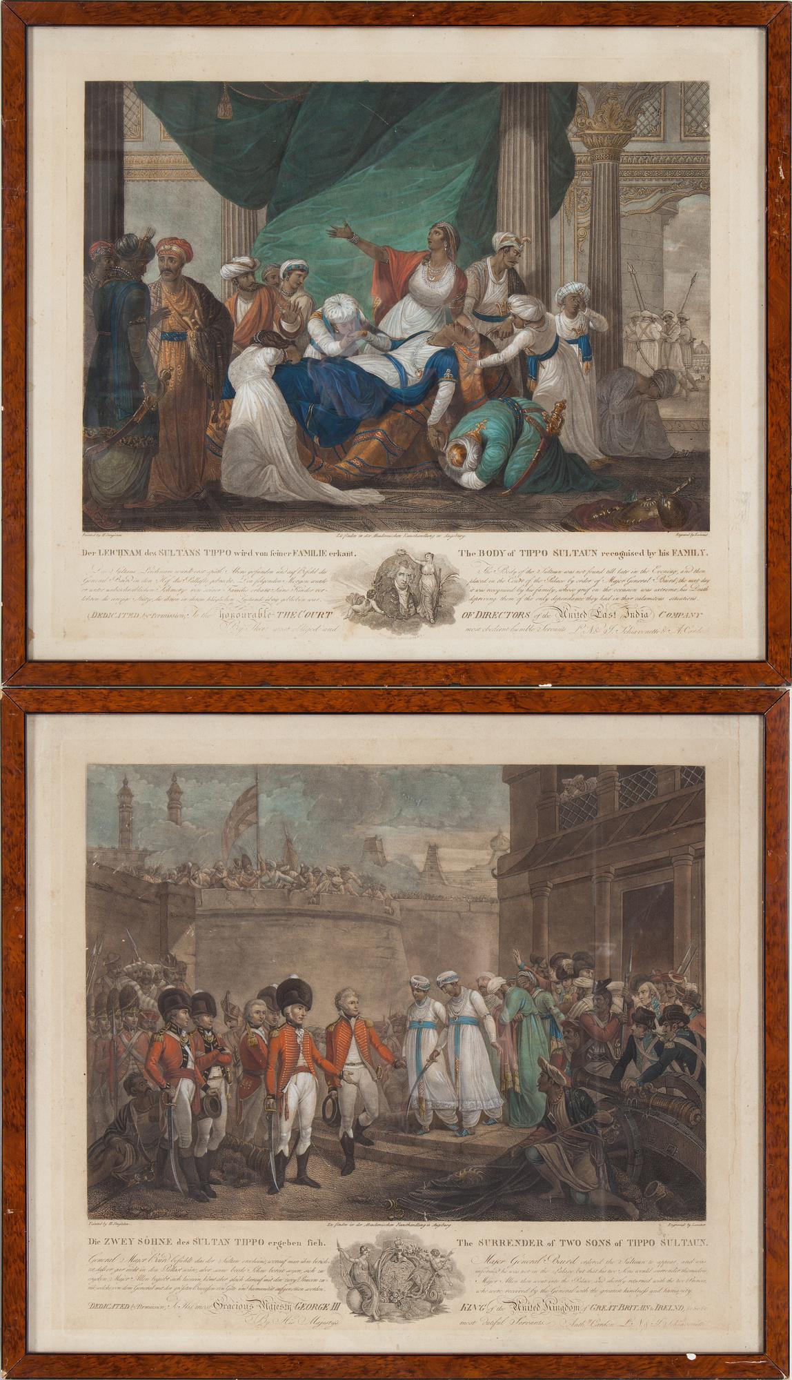 HENRY SINGLETON, after, 2 handcolored engravings by Laminet, early 19th century.