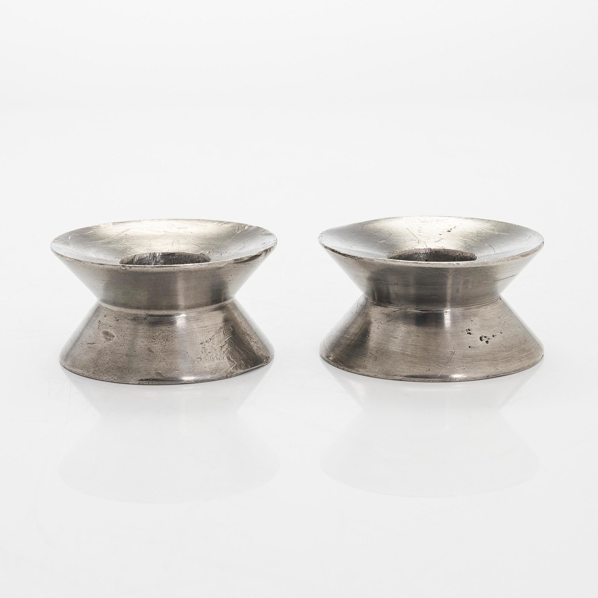 Viljo Hirvonen, a pair of rare mid-20th-century  candlesticks manufactured by Valaistustyö for Artek.