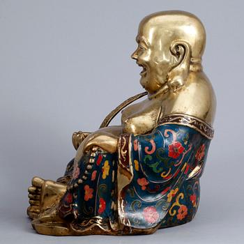 BUDAI, mässing, emalj, Kina 1900-tal.