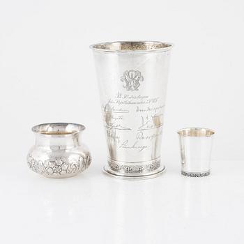 Two Silver Beakers and a Bowl, including mark of Bransch Oscar L Olausson, Stockholm 1966.