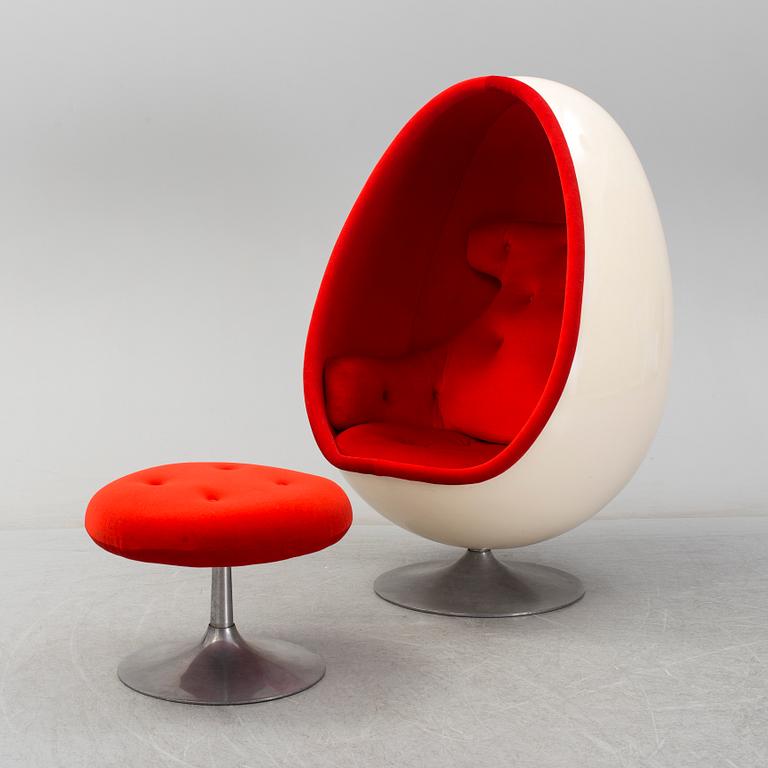 A Henrik Thor-Larsen "Ovalia" easy chair and stool, Torlan, Staffanstorp, Sweden 1960-70's.